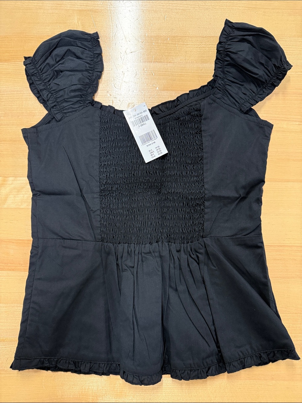 Black Ruffled Button-Front Women’s Top - Picture 2 of 3